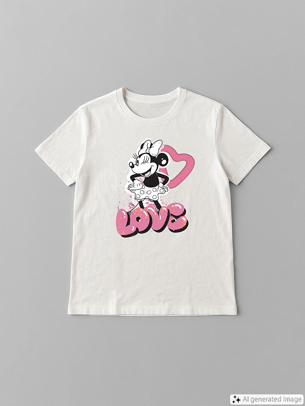 Crew Neck Minnie Mouse Printed Women's T-Shirt -S5KO39Z8-FEW