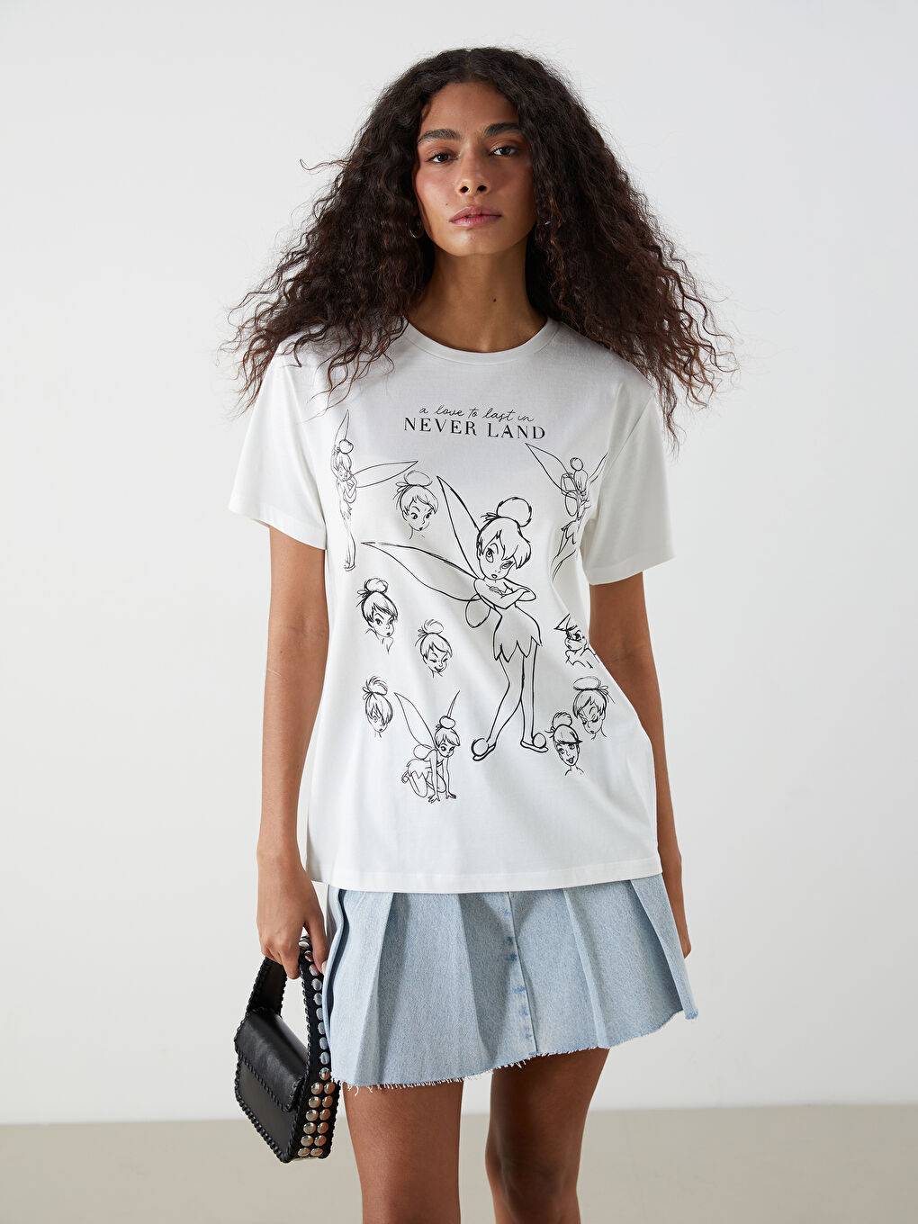 Crew Neck Tinker Bell Printed Women's T-Shirt -S5KO40Z8-FEW