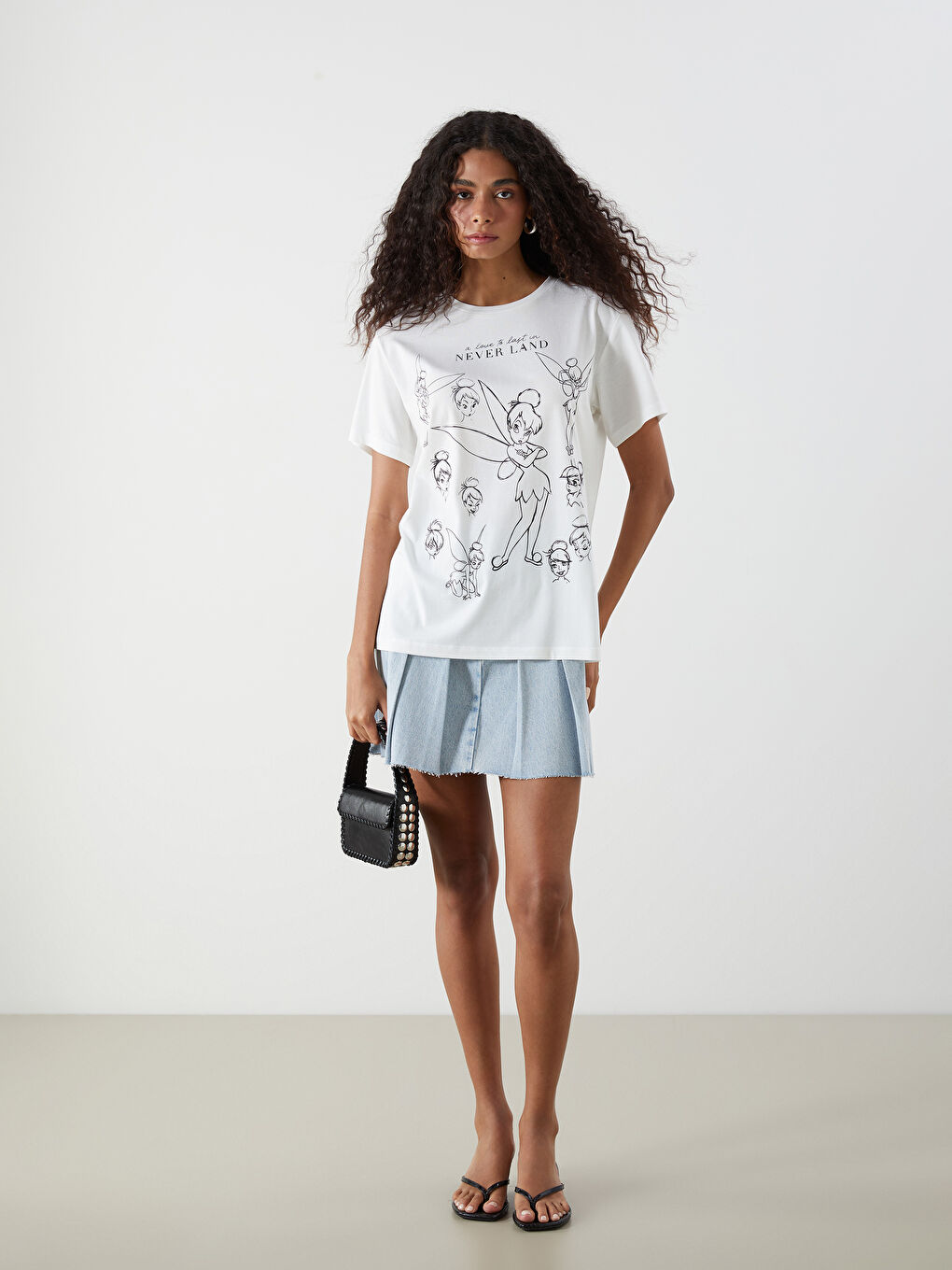 Crew Neck Tinker Bell Printed Women's T-Shirt -S5KO40Z8-FEW
