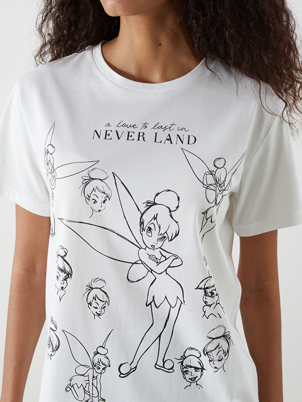 Crew Neck Tinker Bell Printed Women's T-Shirt -S5KO40Z8-FEW