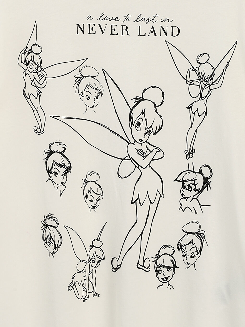 Crew Neck Tinker Bell Printed Women's T-Shirt -S5KO40Z8-FEW