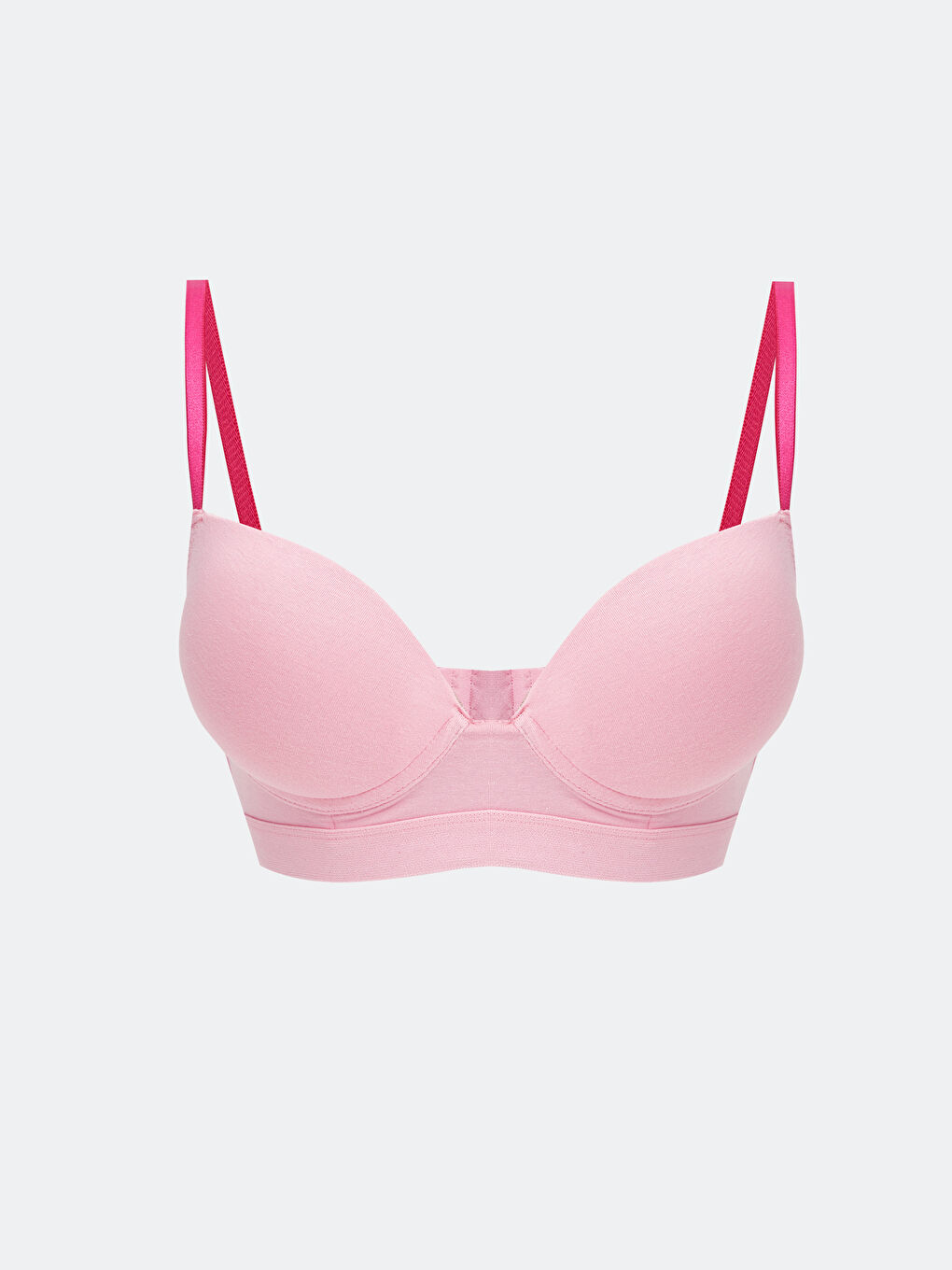 Pembe Balenli Dolgulu Düz Tişört Sütyen