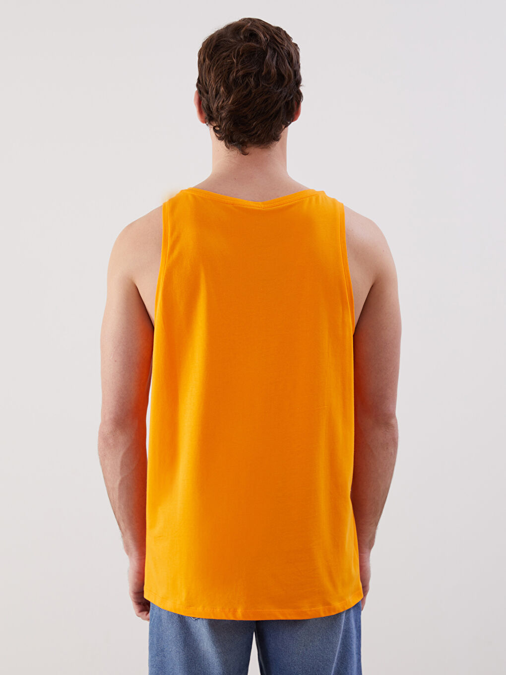 Turuncu Bisiklet Yaka Erkek Kolsuz Tişört-3