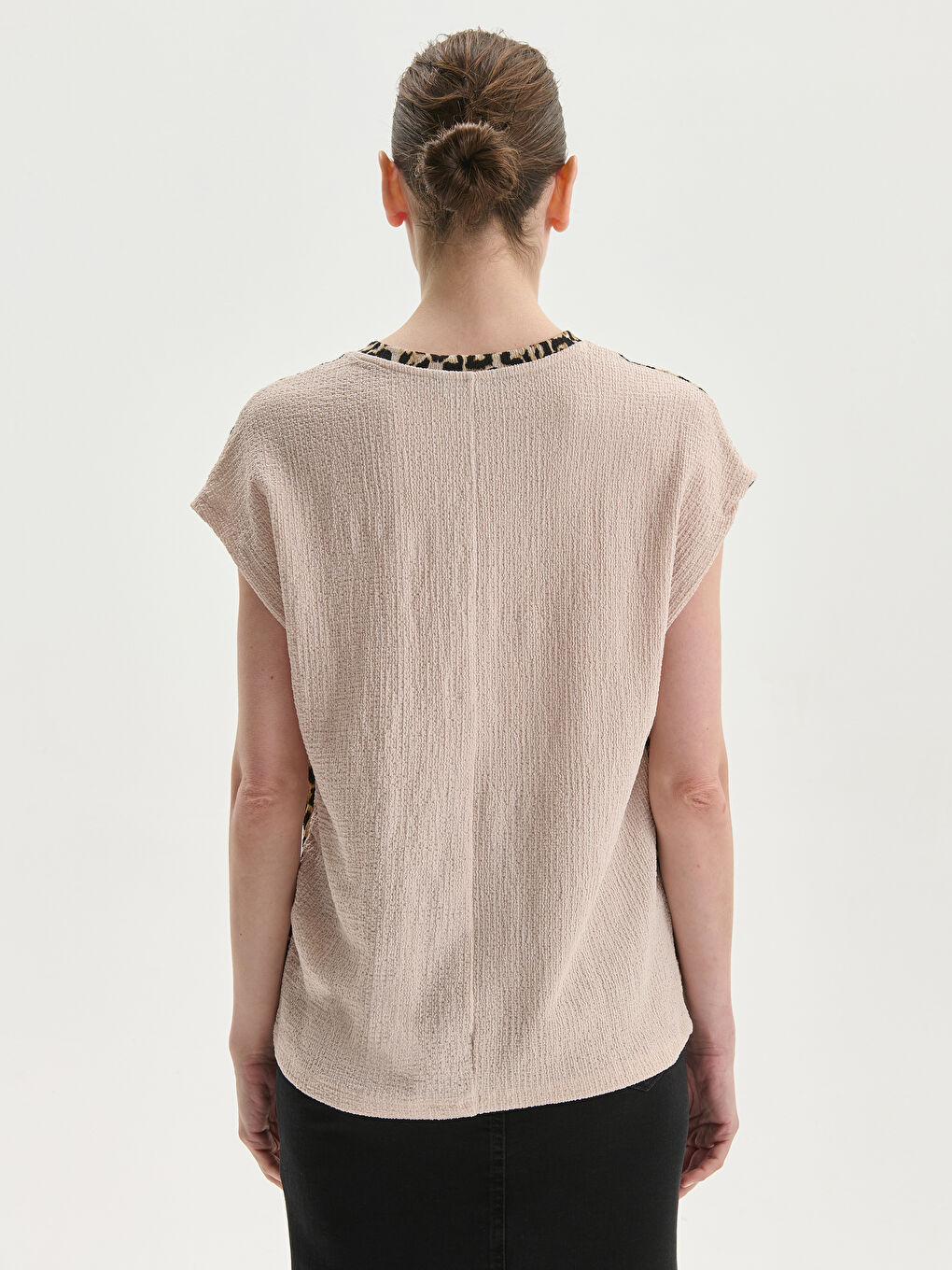 Crew Neck Leopard Print Women's T-Shirt -S5KP11Z8-LQY