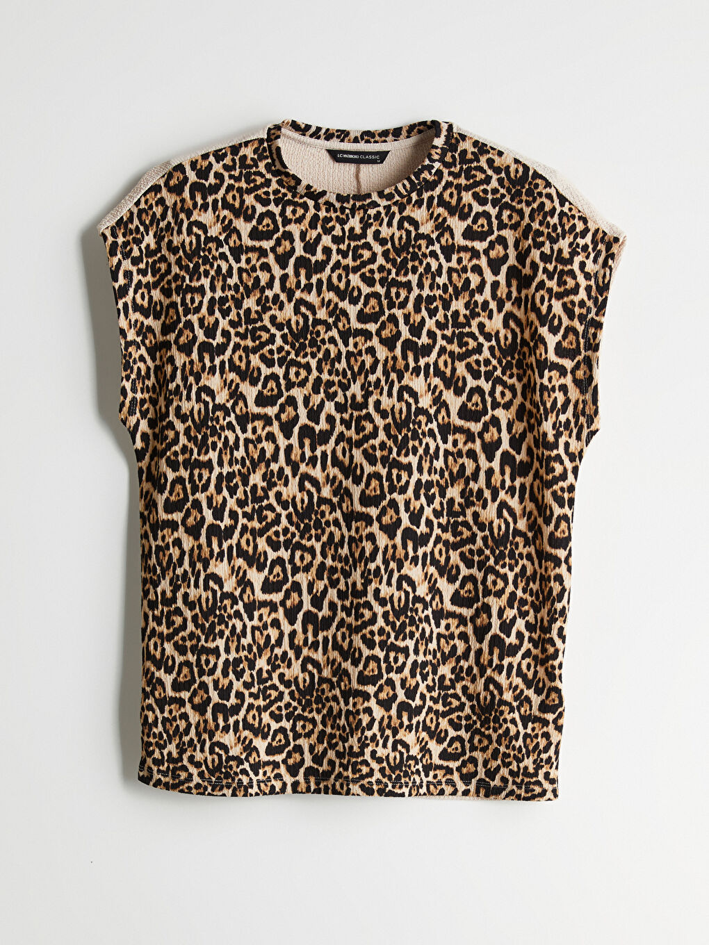 Crew Neck Leopard Print Women's T-Shirt -S5KP11Z8-LQY