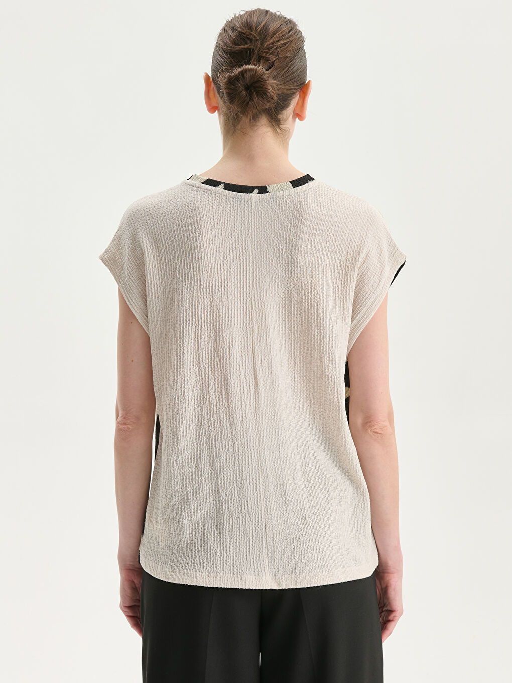 Crew Neck Patterned Women's T-Shirt -S5KP11Z8-LRA
