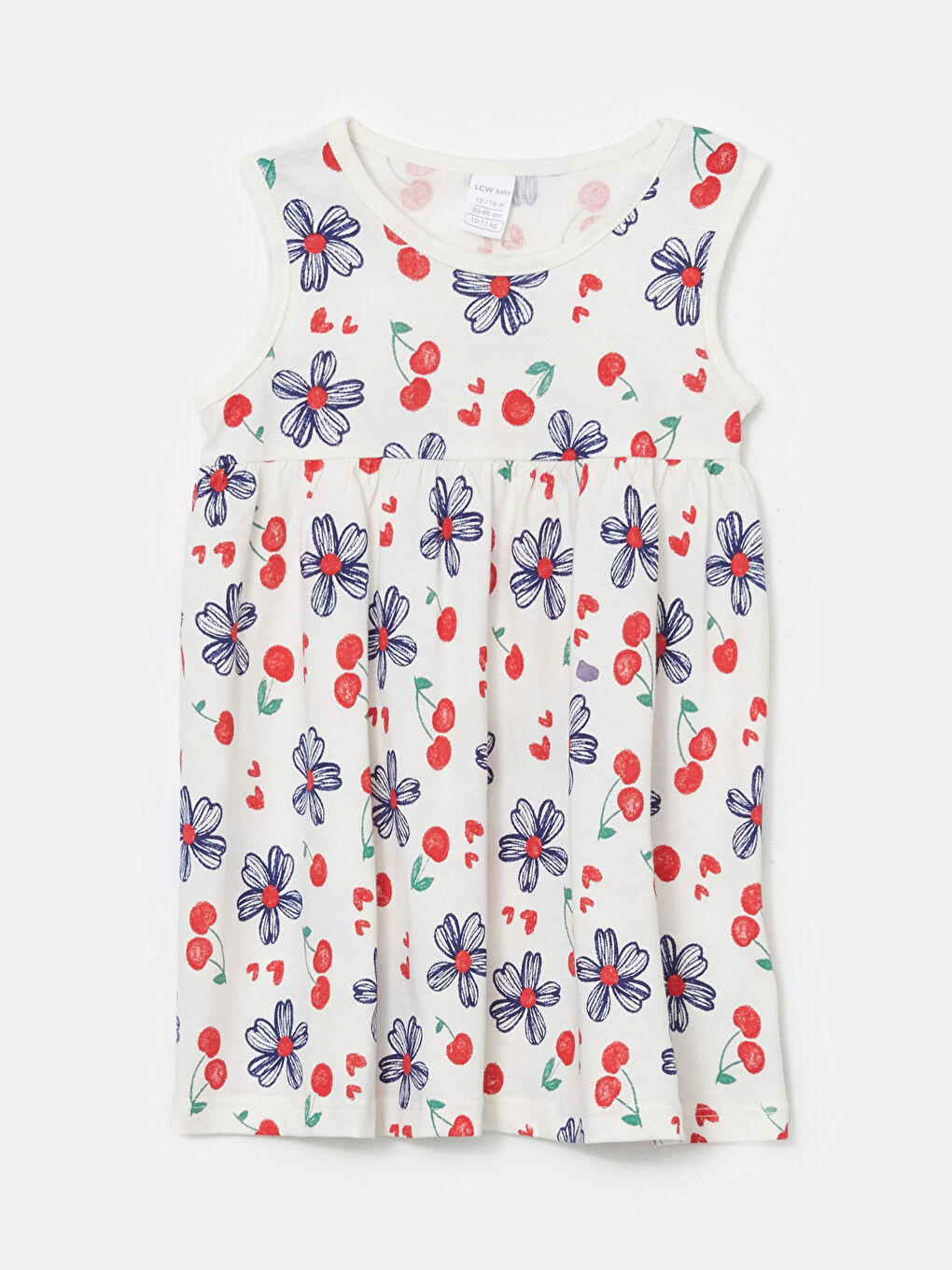 Ekru Bisiklet Yaka Çiçekli Kız Bebek Elbise