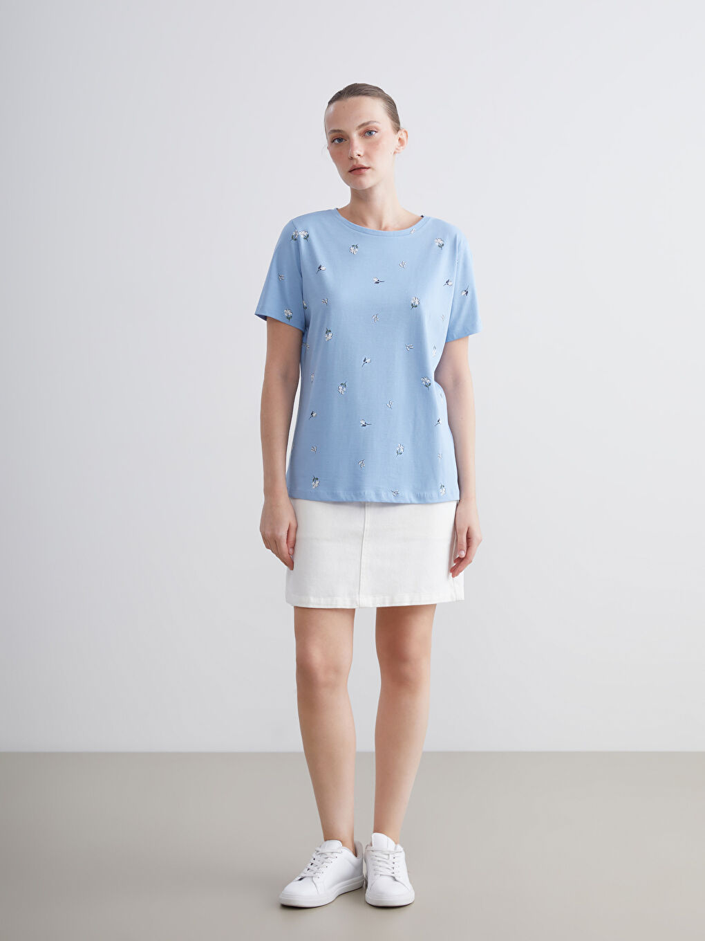 Crew Neck Printed Women's T-Shirt-1