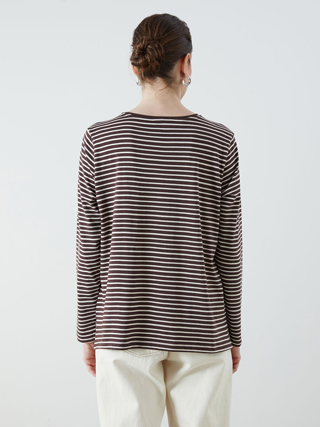 Crew Neck Striped Blouse-3
