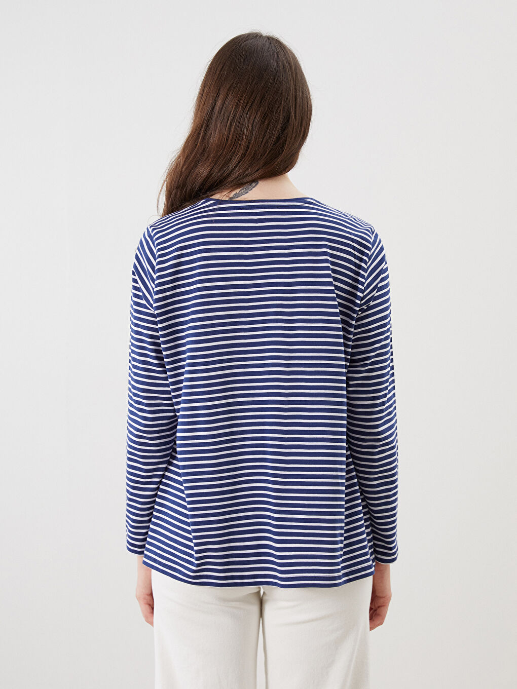 Crew Neck Striped Blouse-4