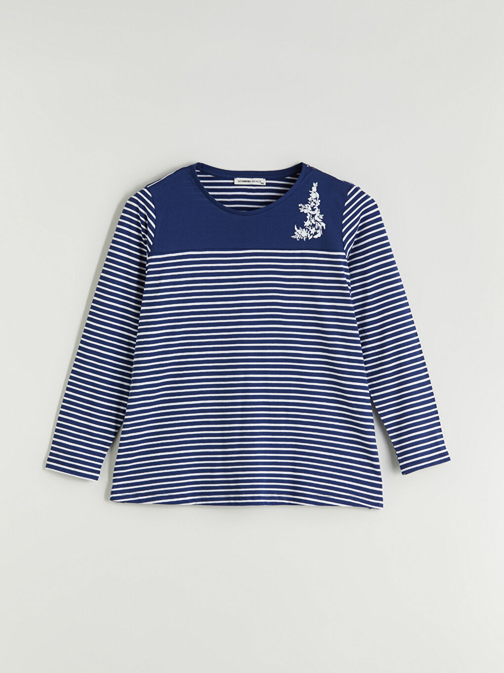 Crew Neck Striped Blouse-5