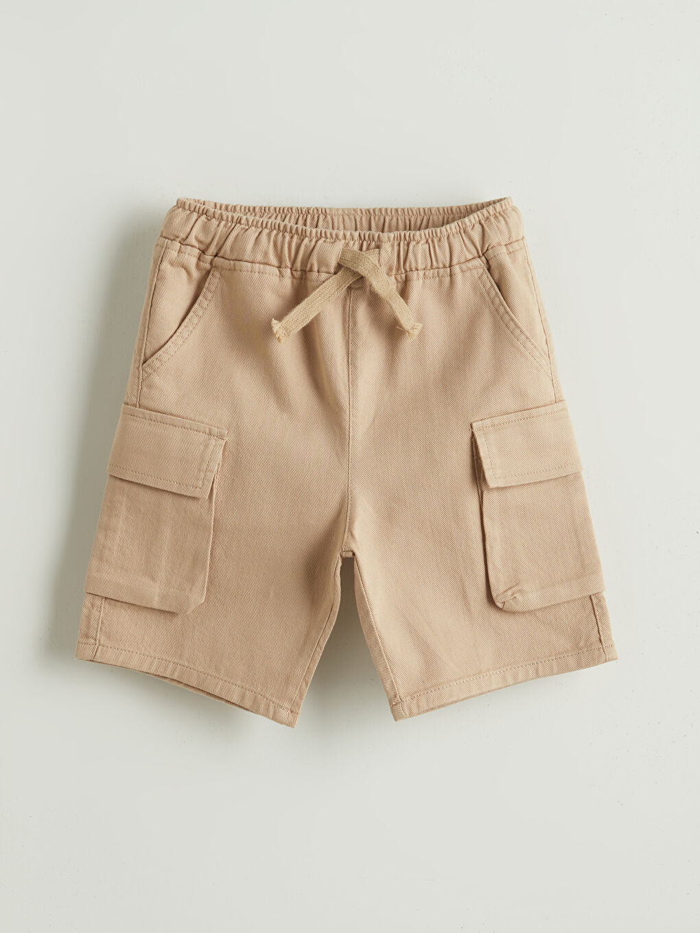 Bej Beli Lastikli Gabardin Erkek Çocuk Şort-2
