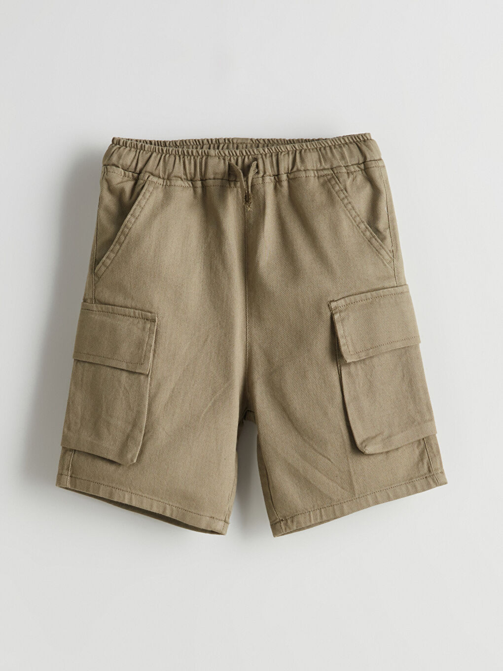 Haki Beli Lastikli Gabardin Erkek Çocuk Şort-1