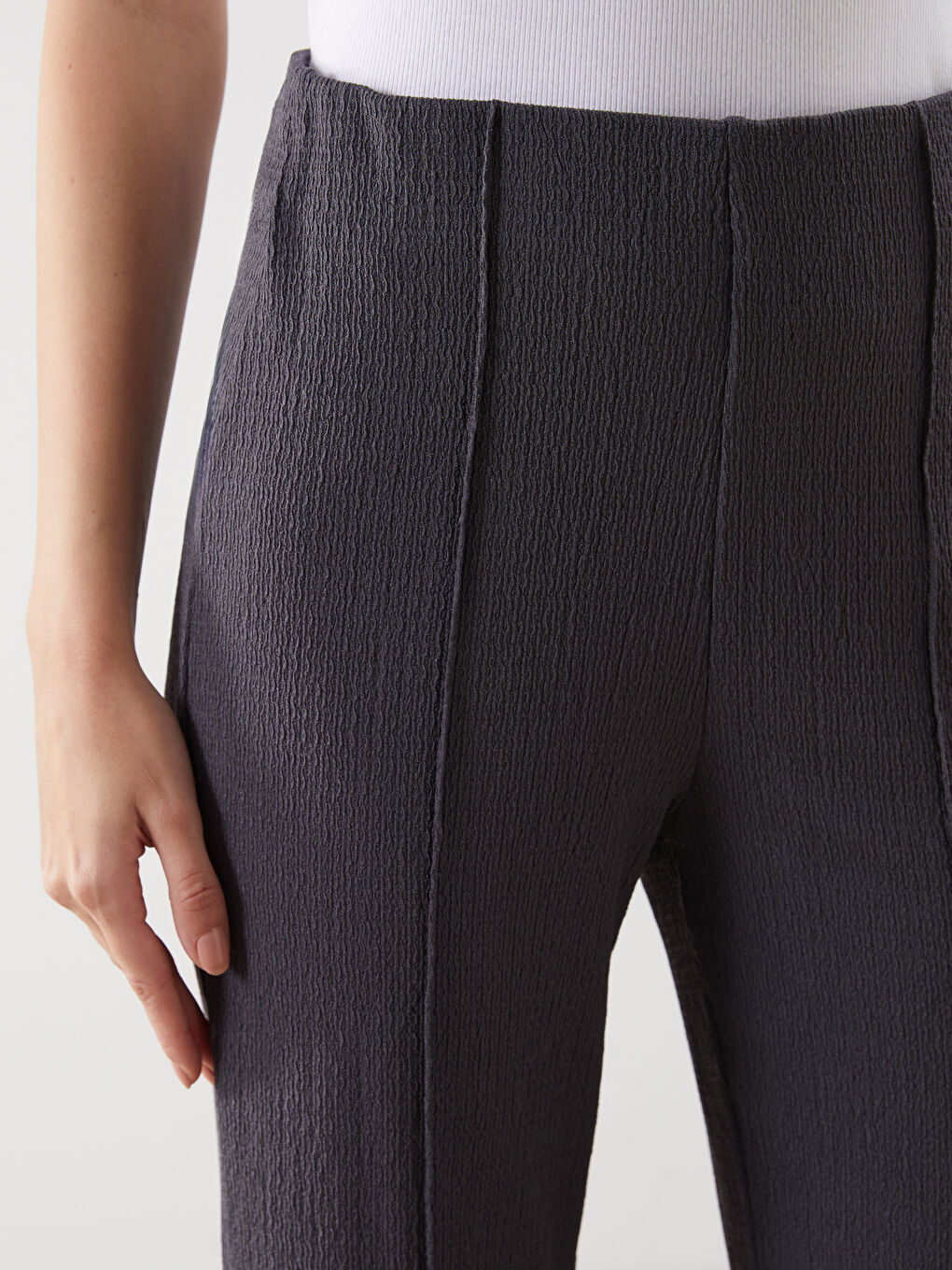 LCW Comfort Beli Lastikli Dokulu Kadın Pantolon -S5KP46Z8-JPT