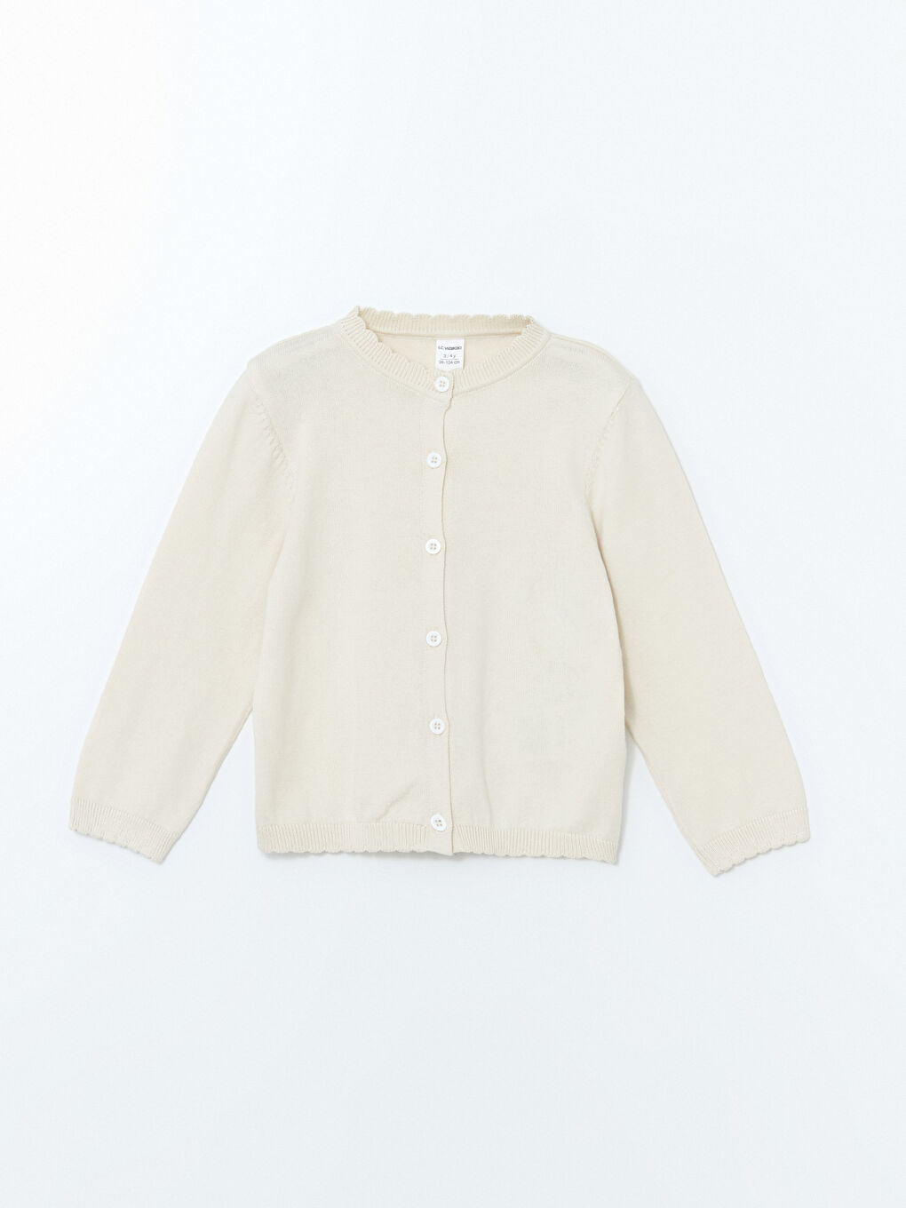 LCW Kids Crew Neck Girls Knitted Cardigan -W54158Z1-FDW