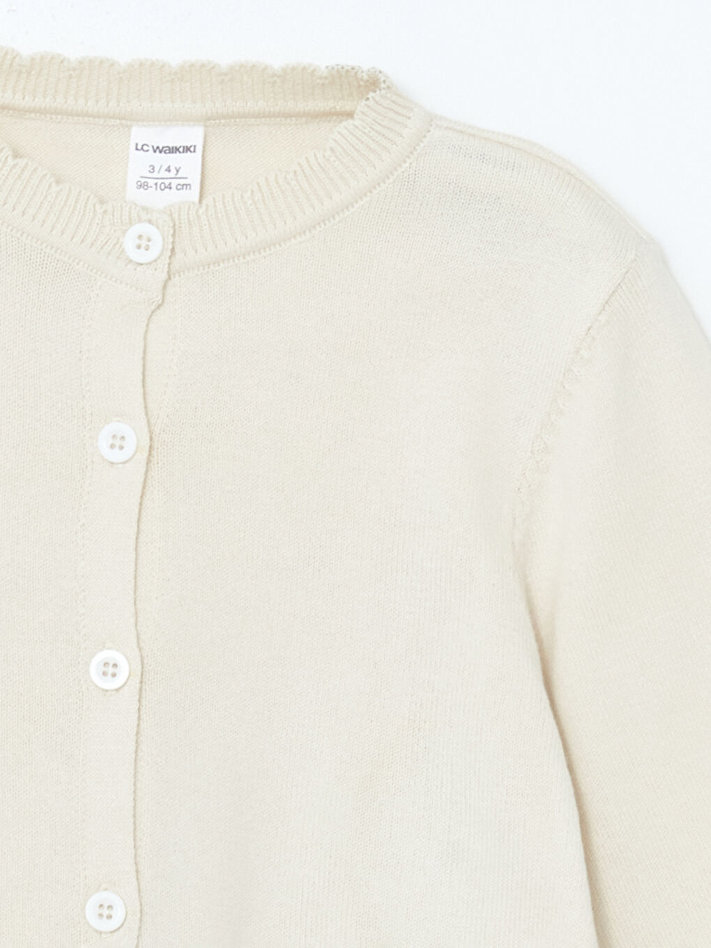 LCW Kids Crew Neck Girls Knitted Cardigan -W54158Z1-FDW
