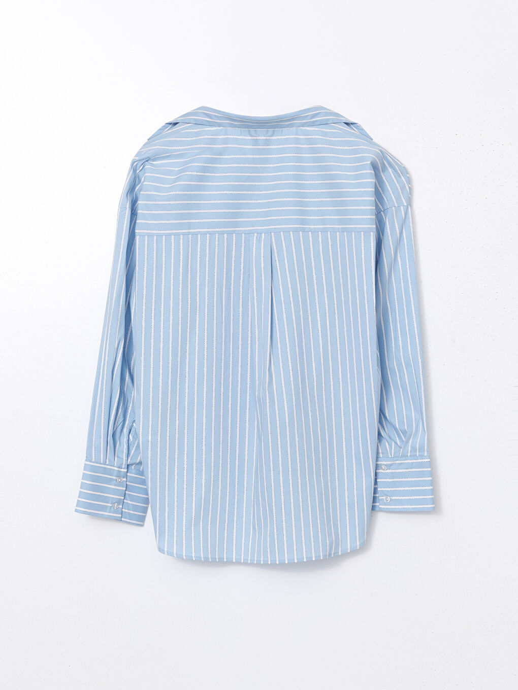 Mavi Çizgili Oversize Kadın Gömlek-5