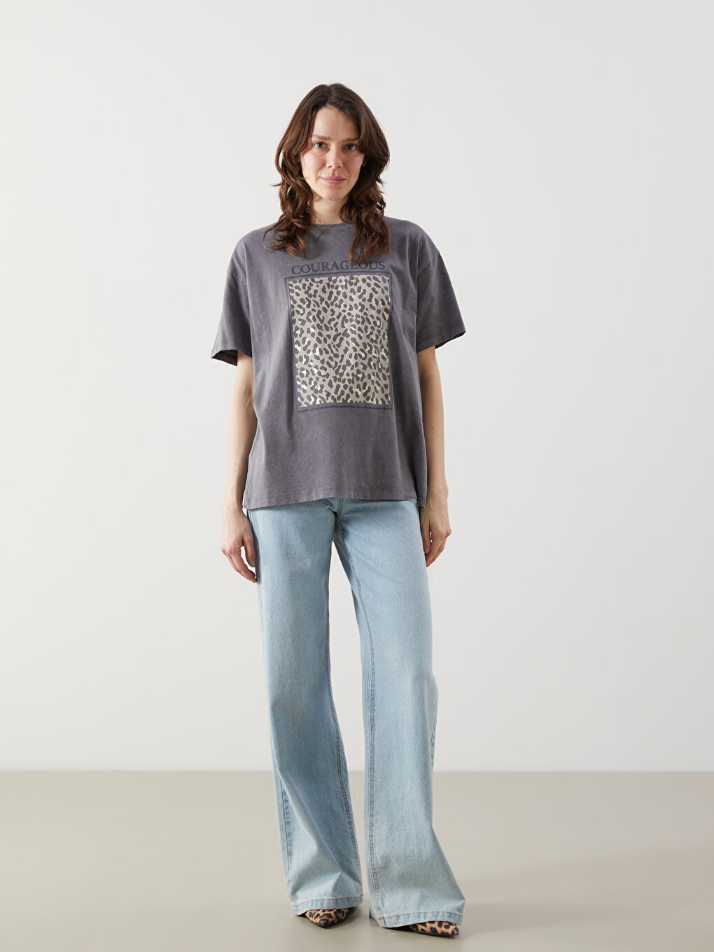 Crew Neck Printed Women's T-shirt -S5KP58Z8-502