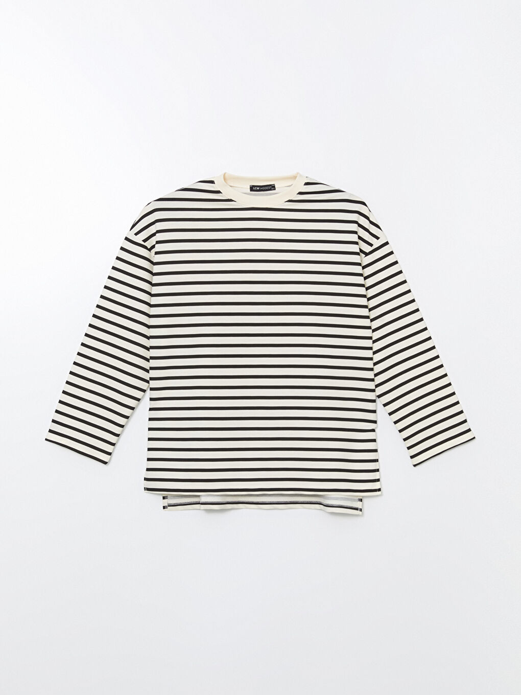 Siyah Çizgili Oversize Kadın Sweatshirt Tunik-4