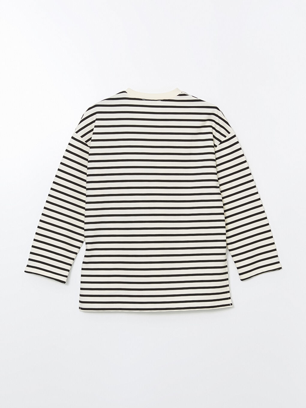 Siyah Çizgili Oversize Kadın Sweatshirt Tunik-5