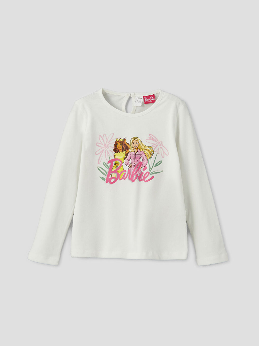 Ekru Barbie Baskılı Kız Çocuk Tişört