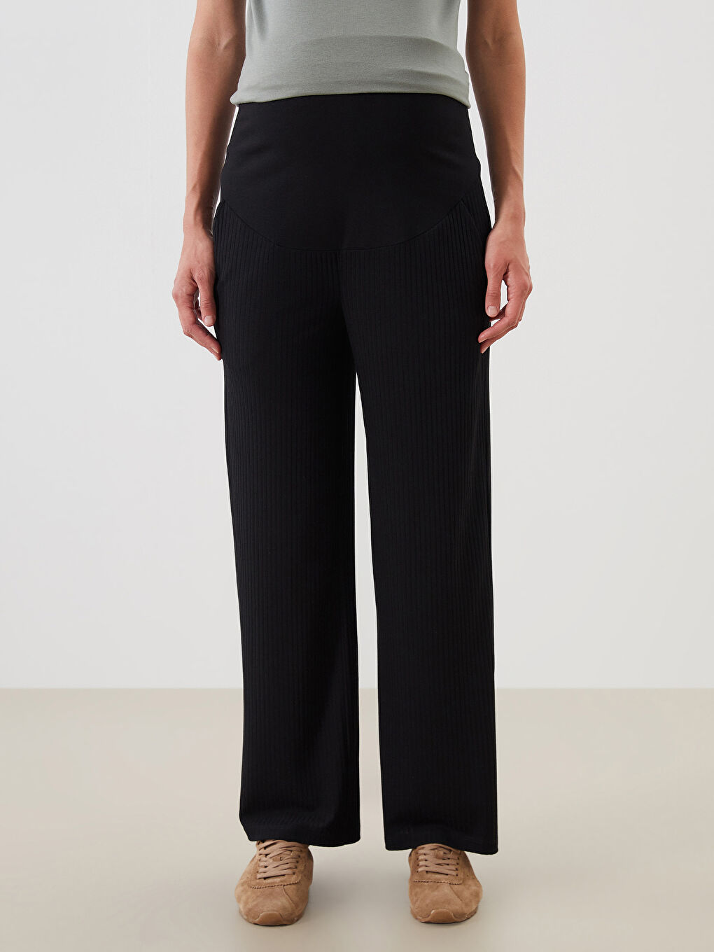 LCWAIKIKI Maternity Belly Panel Textured Maternity Trousers -S5KQ37Z8-CVL