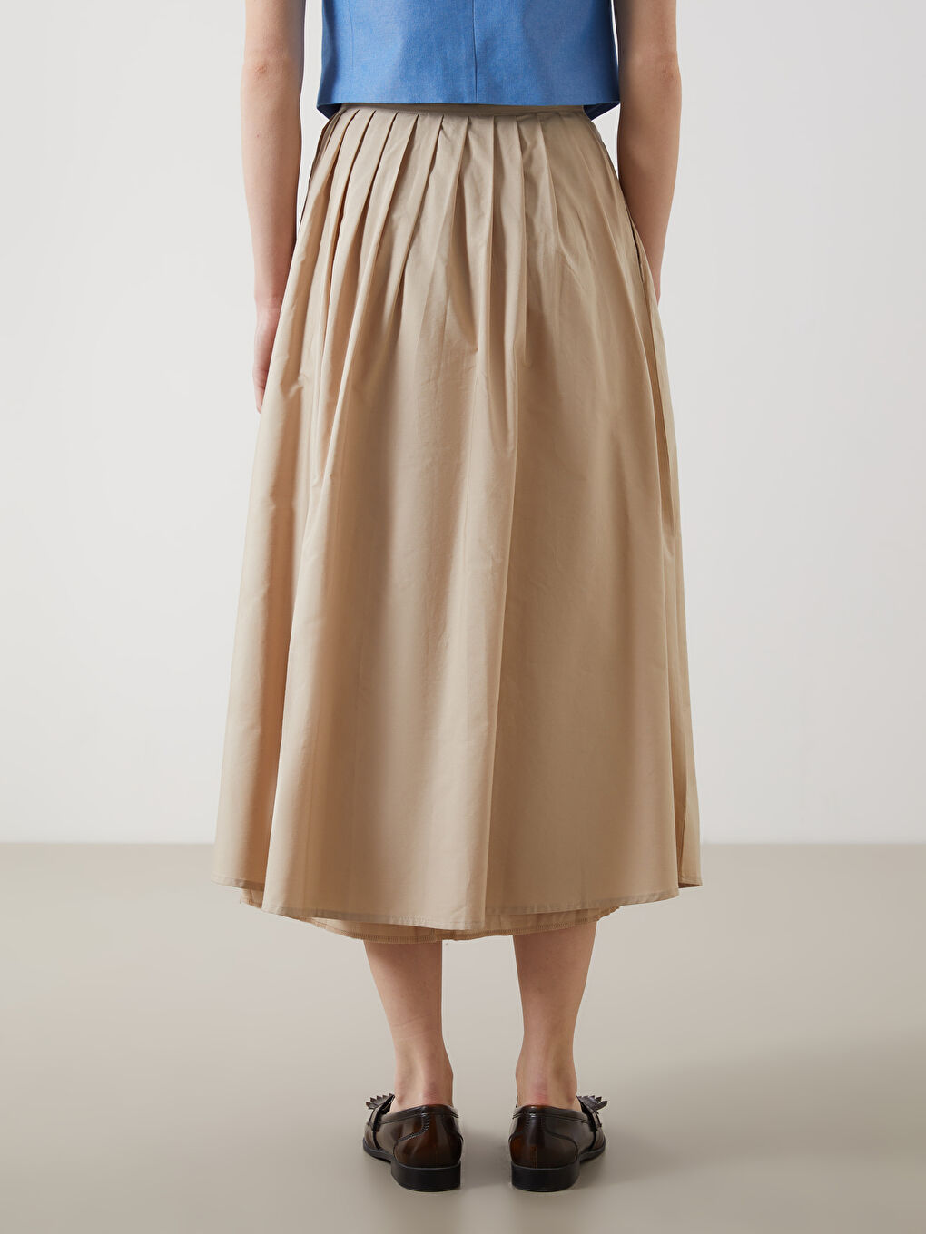 Elasticated Waist Satin Women's Pleated Skirt -S5KQ45Z8-FGP