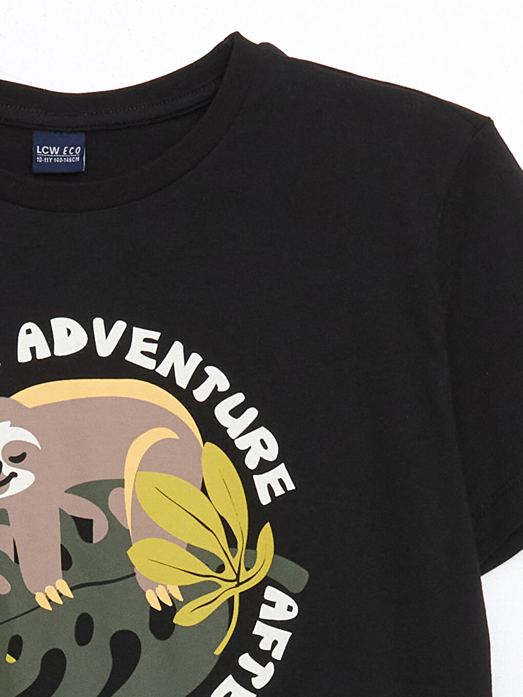 Siyah Bisiklet Yaka Baskılı Erkek Çocuk Tişört-2