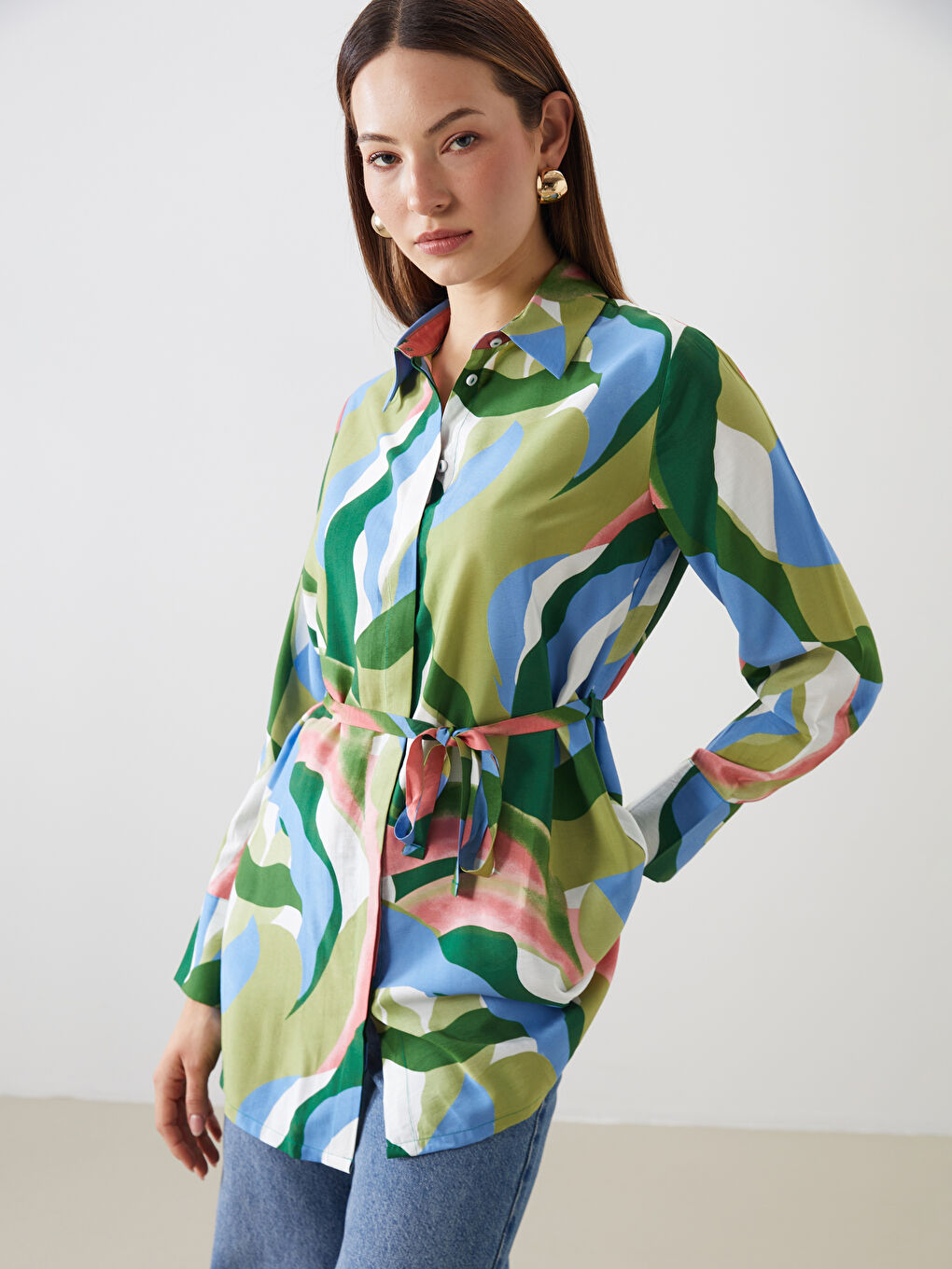 قميص تونيك منقوش للسيدات