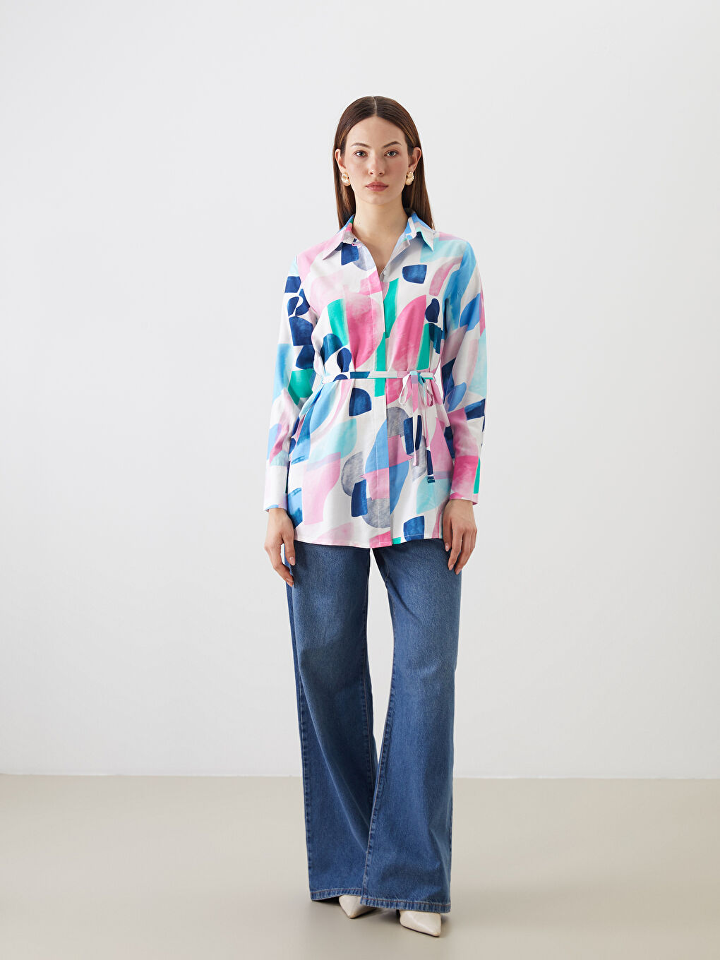 Patterned Women's Shirt Tunic-1