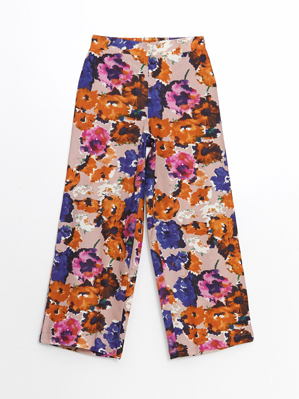 Women's Elastic Waist Floral Linen Blend Trousers -S5KQ81Z8-LT4