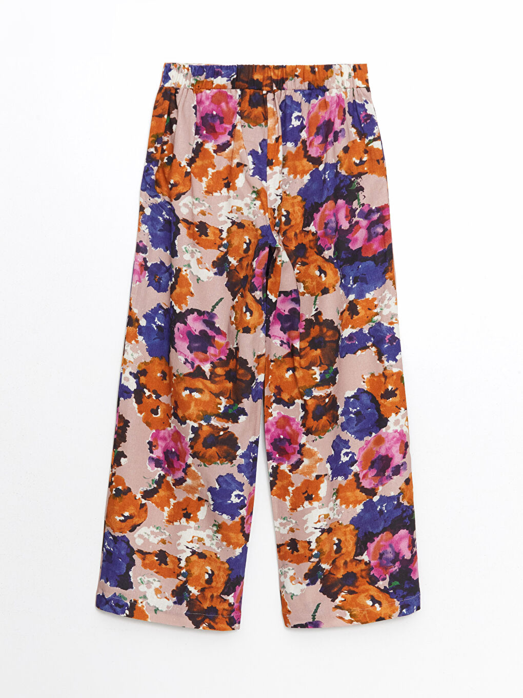 Women's Elastic Waist Floral Linen Blend Trousers -S5KQ81Z8-LT4