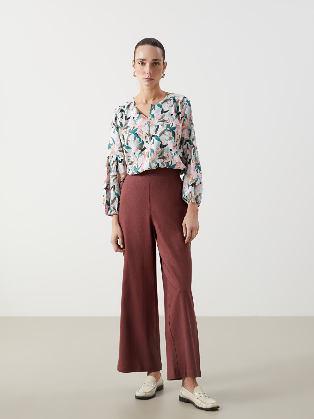 Women's Elastic Waist Linen Blend Trousers -S5KQ81Z8-YZU