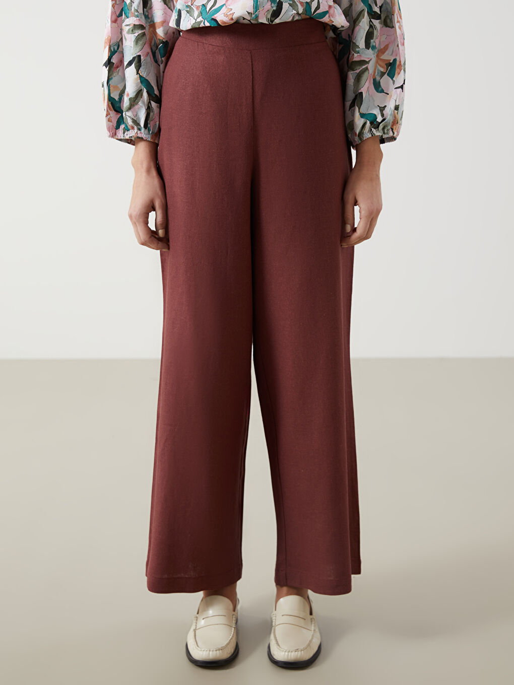 Women's Elastic Waist Linen Blend Trousers -S5KQ81Z8-YZU