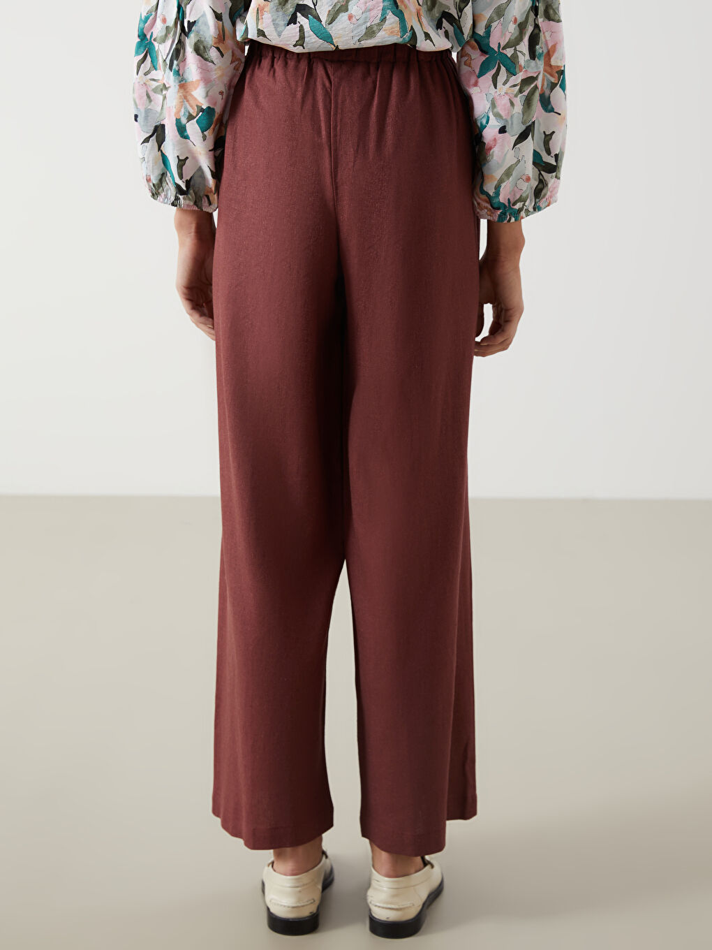 Women's Elastic Waist Linen Blend Trousers -S5KQ81Z8-YZU