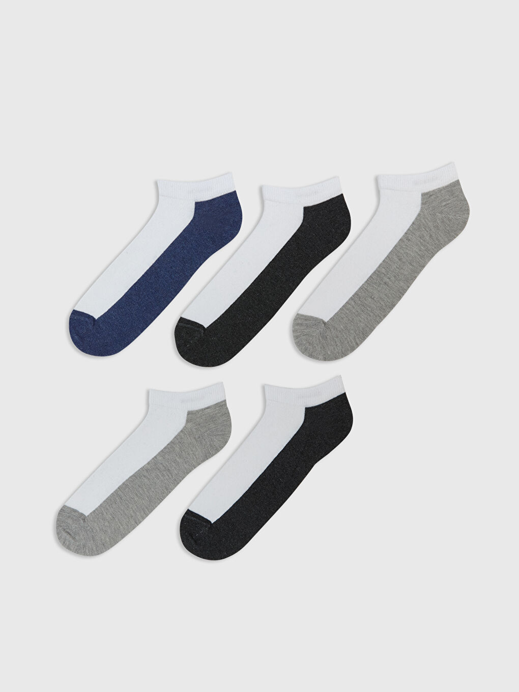 LCW ACCESSORIES Color Block Men's Trainer Socks 5 Pack -W54307Z8-K00