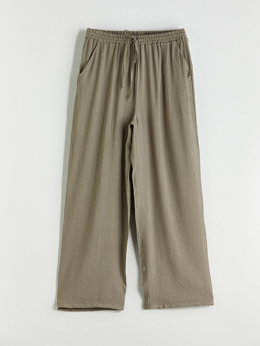 LCWAIKIKI Classic Elasticated Waist Textured Wide Leg Women's Trousers -S5KQ96Z8-ELJ