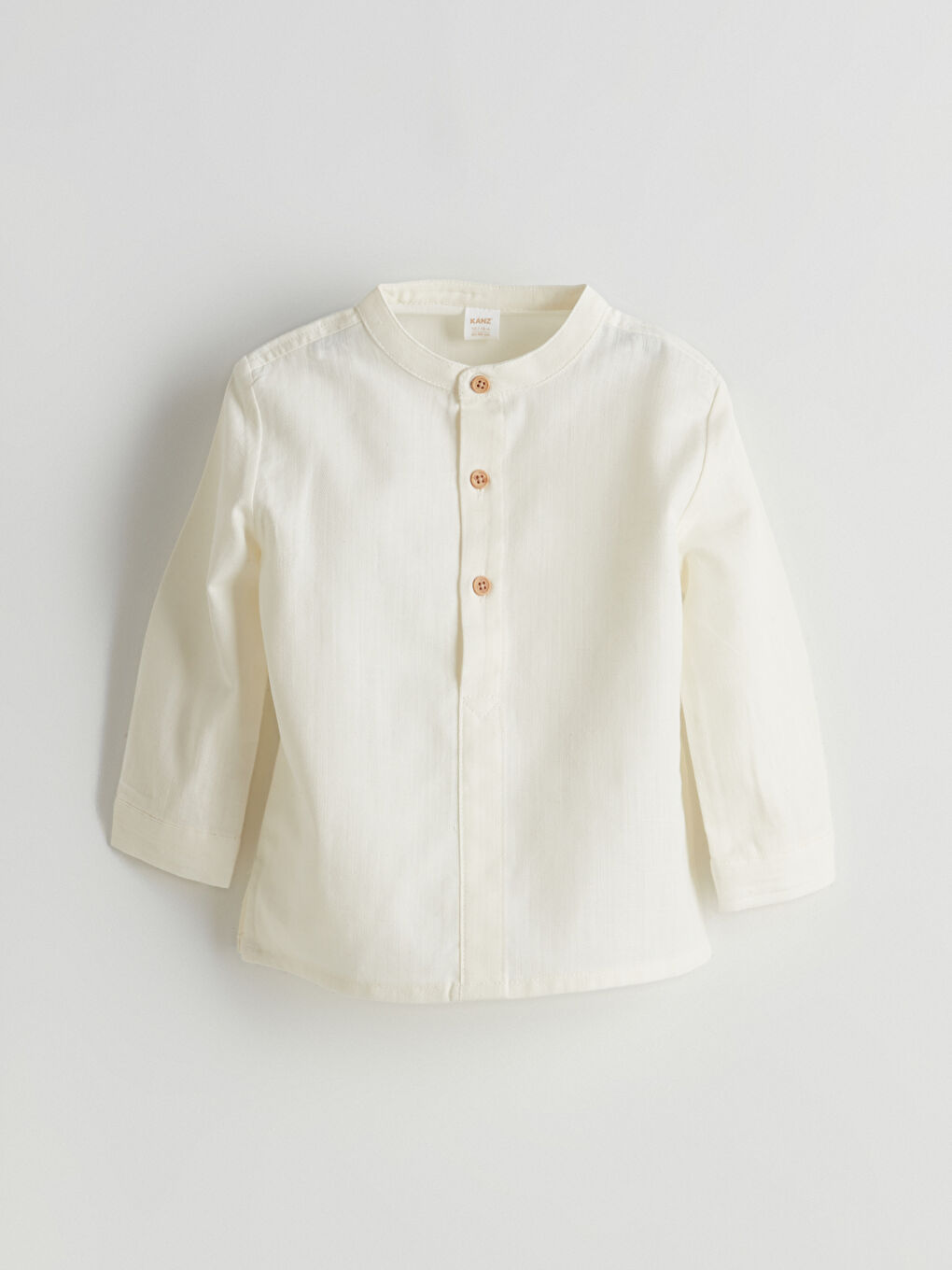 Ekru Keten Karışımlı Erkek Bebek Gömlek-2