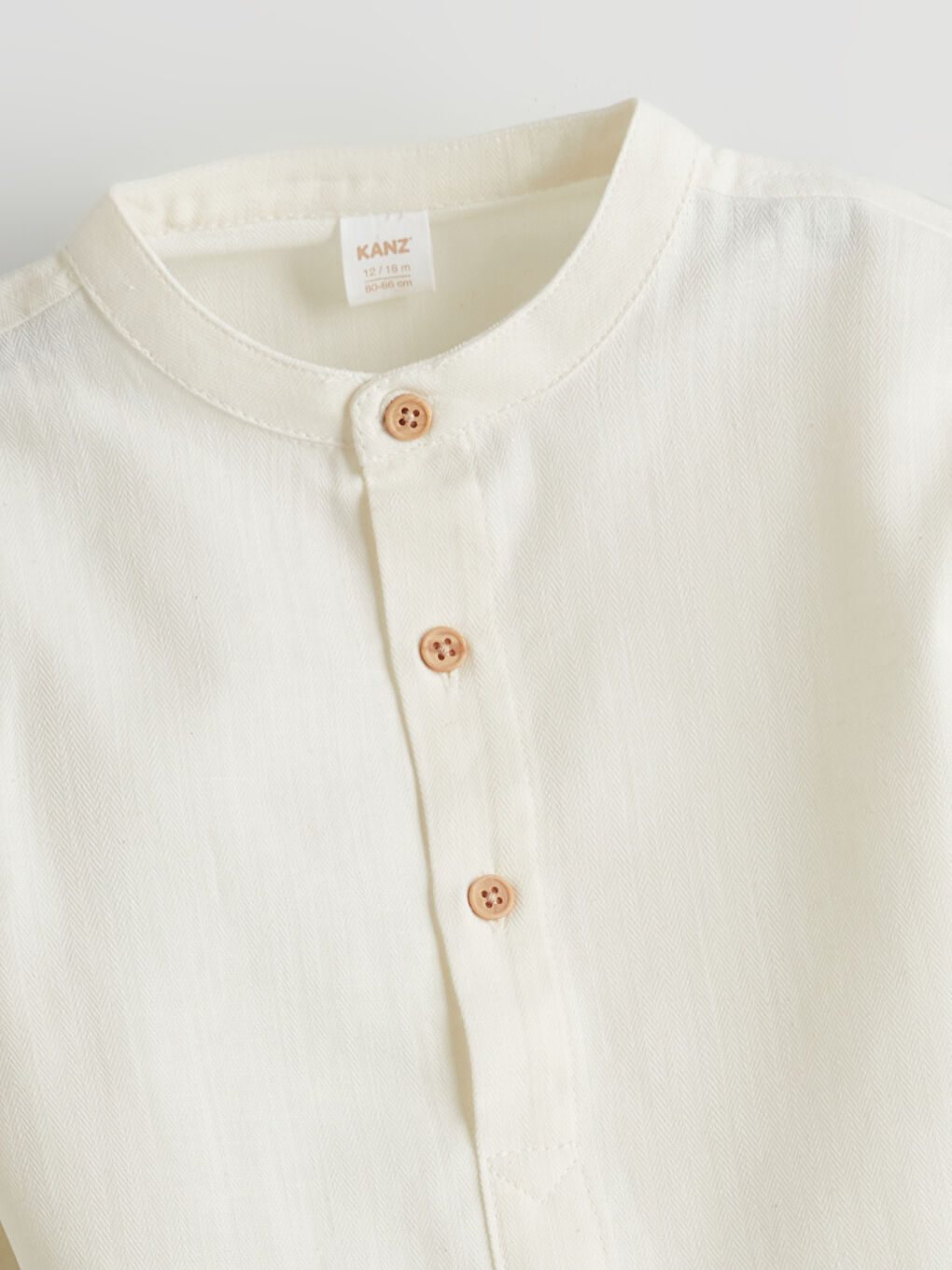 Ekru Keten Karışımlı Erkek Bebek Gömlek-3
