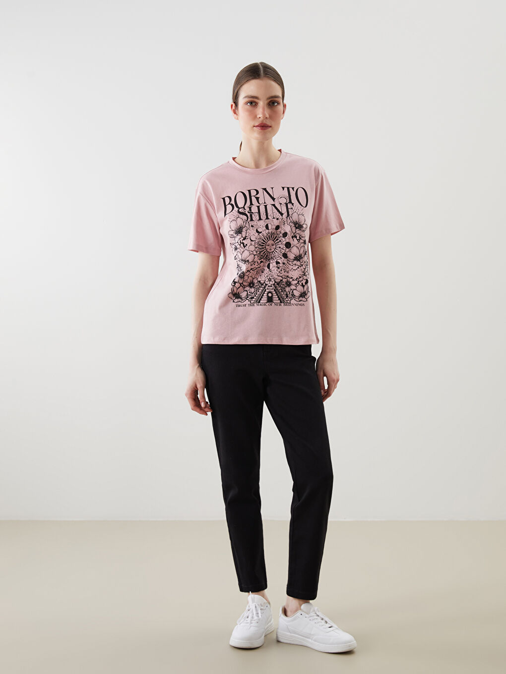 Crew Neck Printed Women's T-shirt -S5KR10Z8-FHR