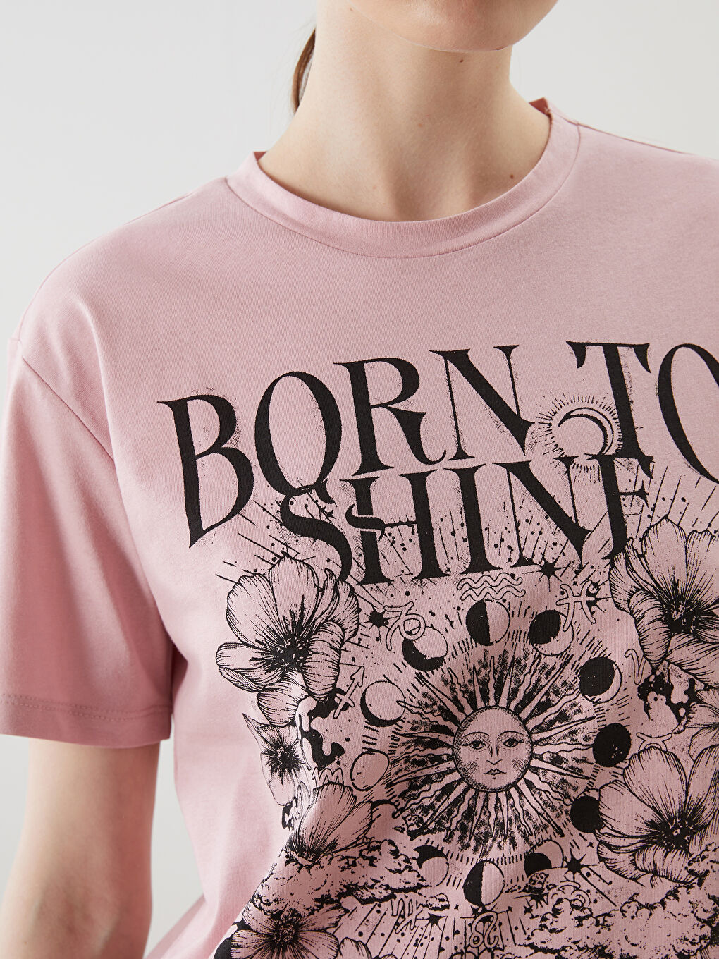 Crew Neck Printed Women's T-shirt -S5KR10Z8-FHR