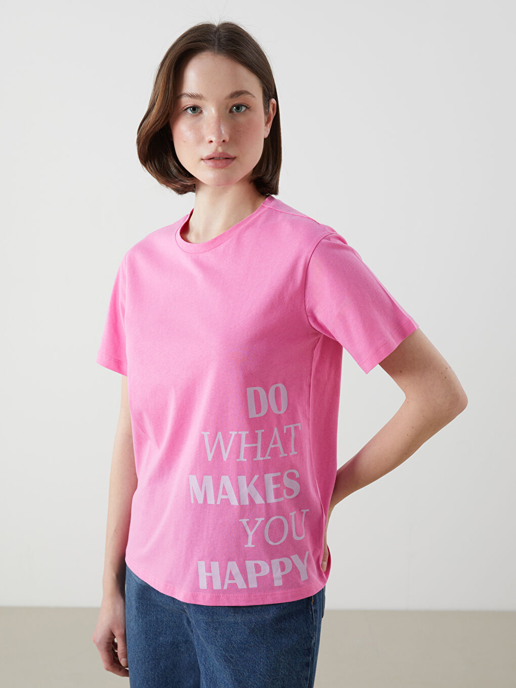 Crew Neck Printed Women's T-shirt -S5KR10Z8-R0M
