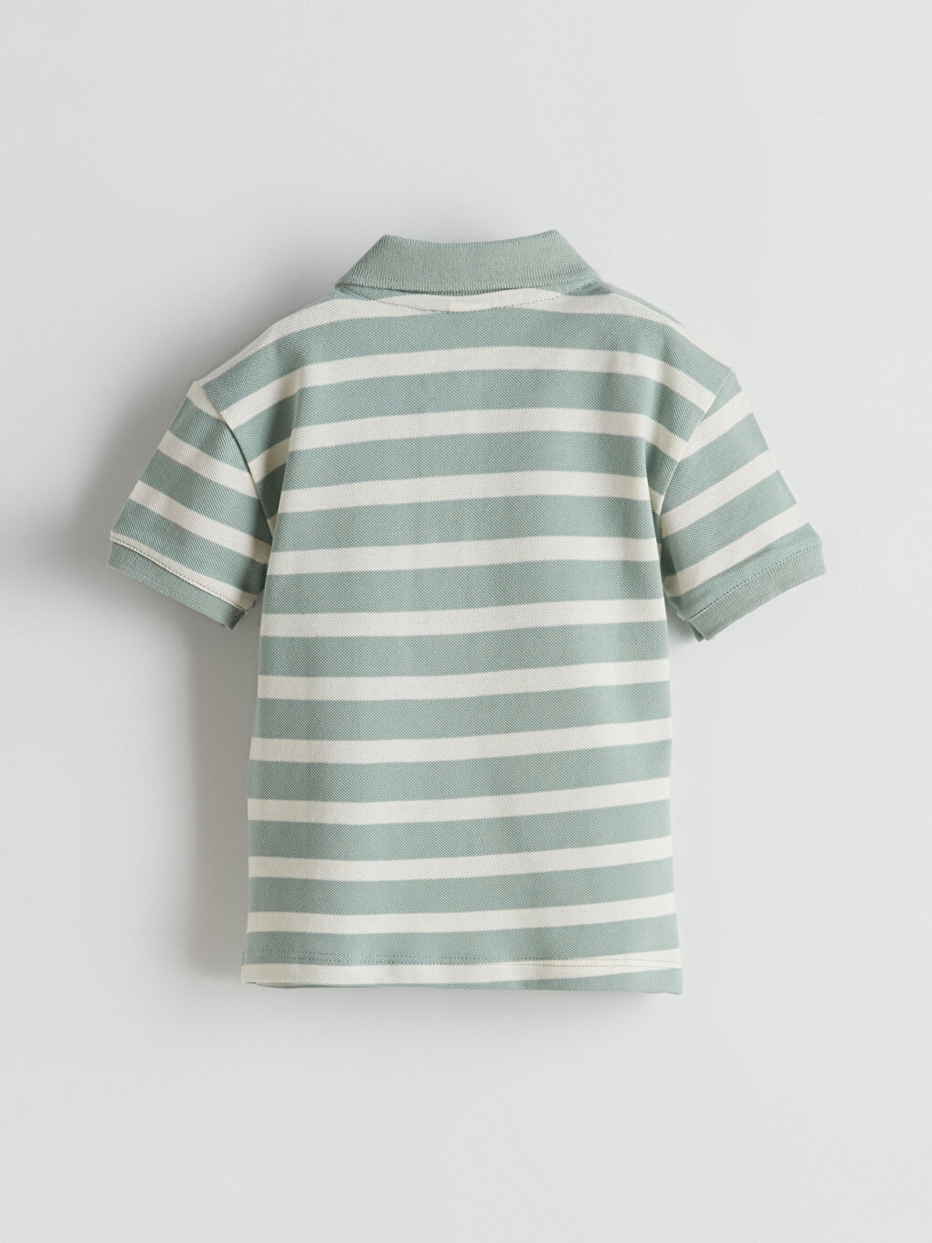 Yeşil Erkek Bebek Çizgili  Polo Yaka Tişört-1