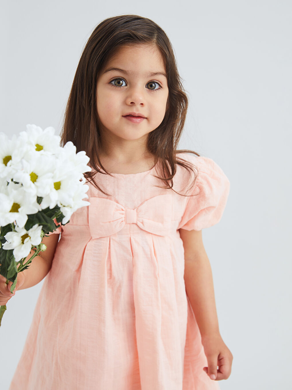 Pembe Kurdele Detaylı Krinkle Kız Bebek Elbise-1