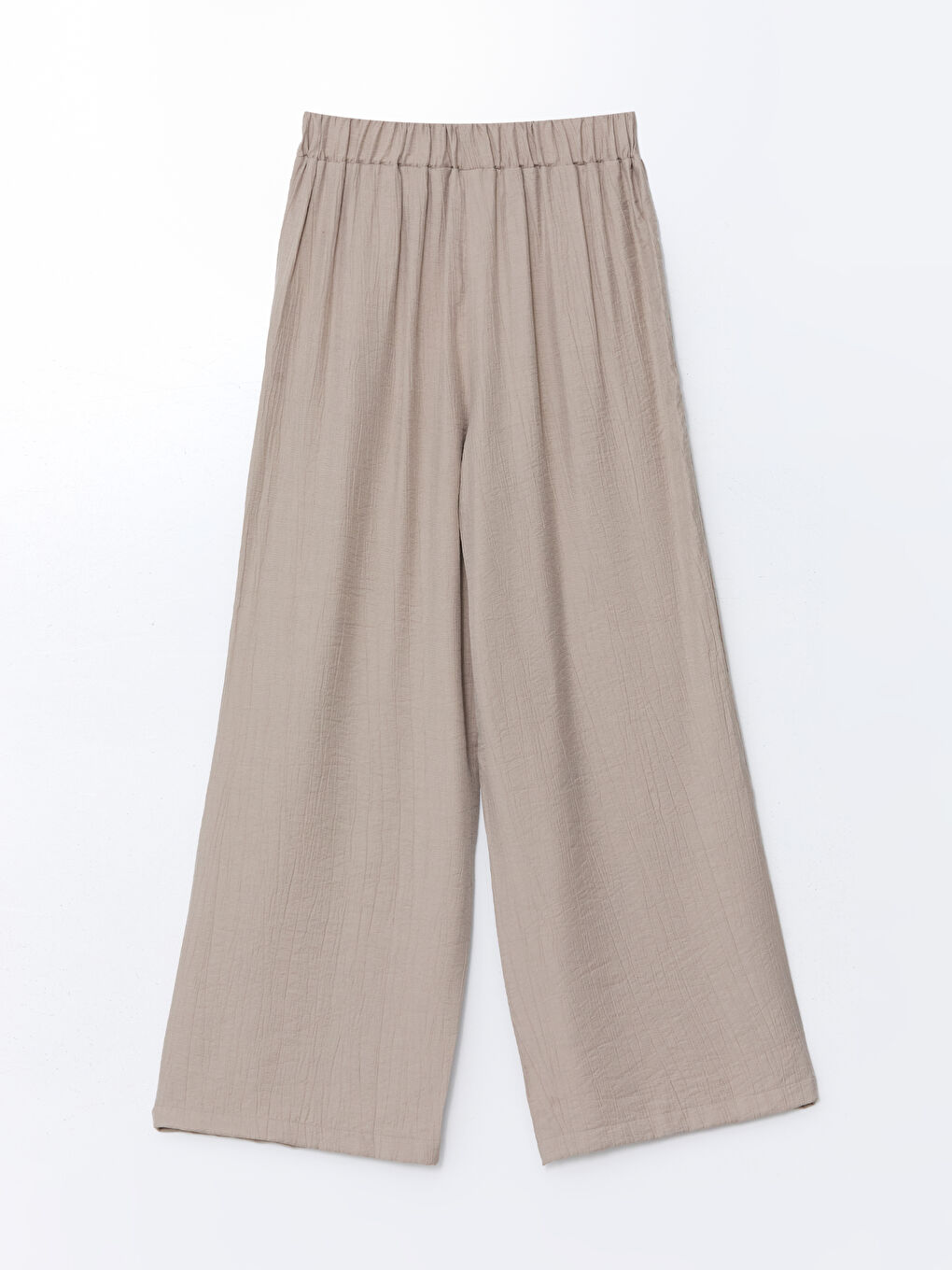 Bej Beli Lastikli Dokulu Kadın Pantolon-5