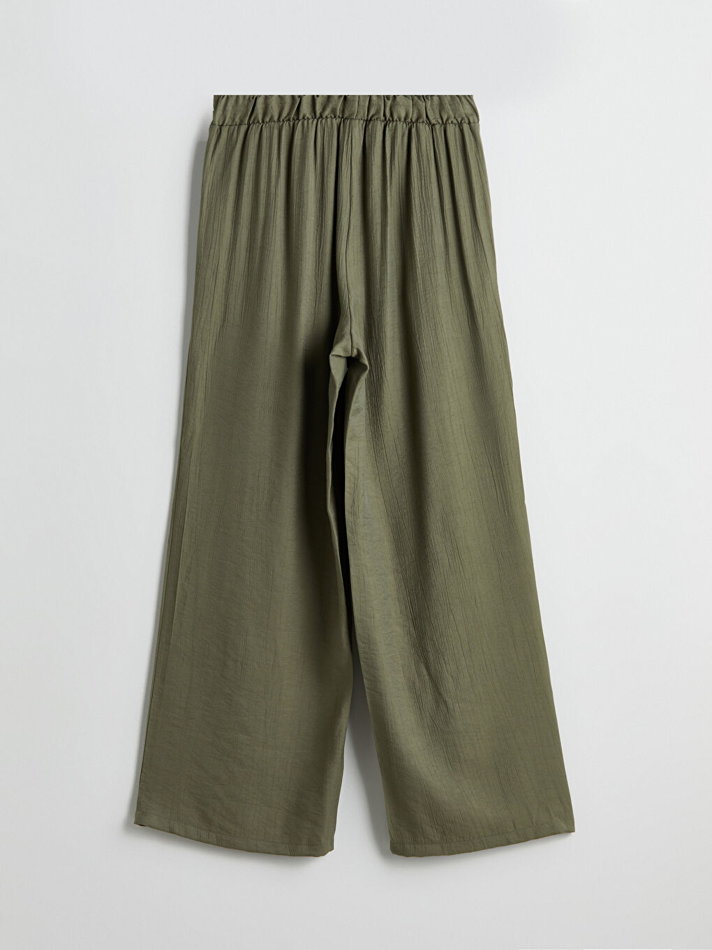 Haki Beli Lastikli Dokulu Kadın Pantolon-5