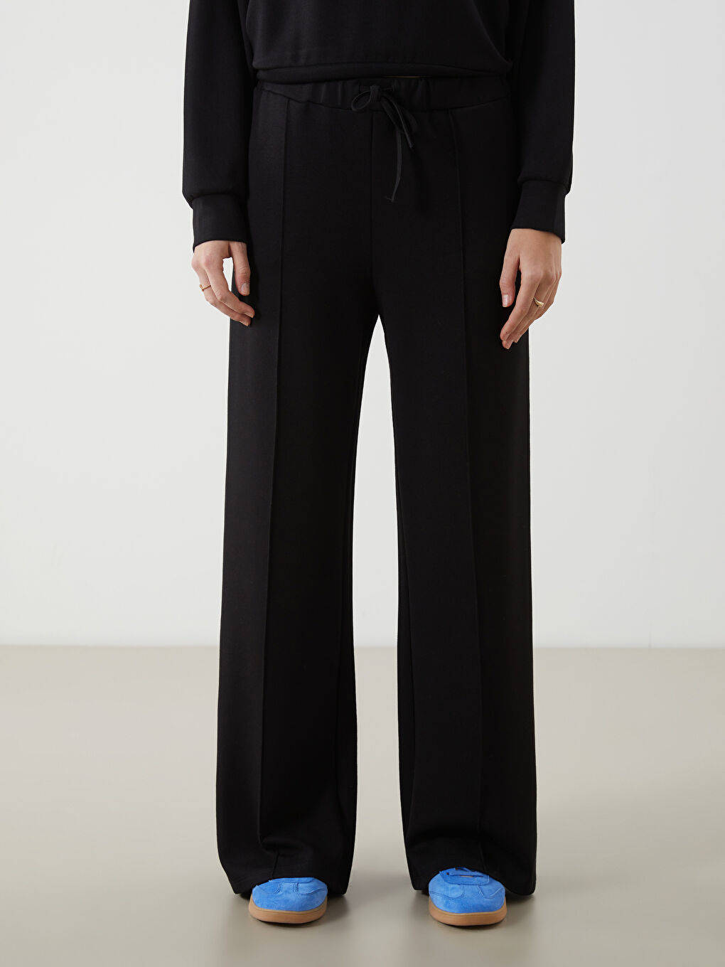 Women's Wide Leg Elastic Waist Tracksuit Bottom -S5KR81Z8-CVL