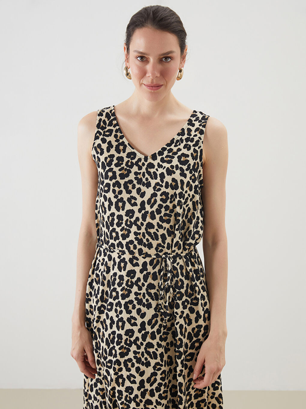 LCWAIKIKI Classic V Neck Leopard Print Dress -S5KR85Z8-LQY