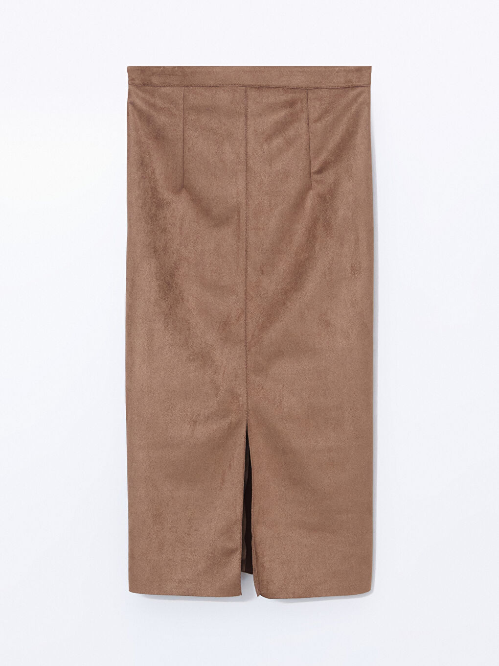 Kahverengi Beli Fermuarlı Süet Kadın Etek-5