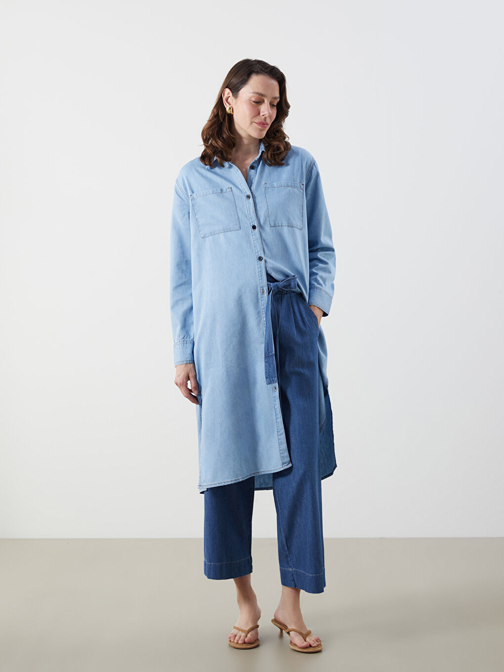 Collared Neck Women's Denim Tunic